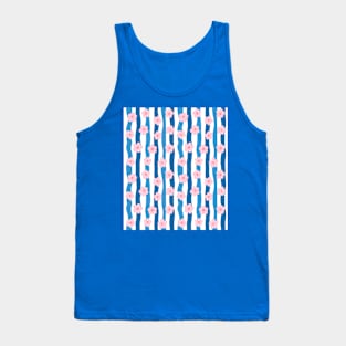 Pink and Blue Groovy Flowers Stripy Pattern Tank Top